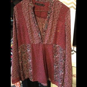 Zara Long-Sleeve Patterned Blouse